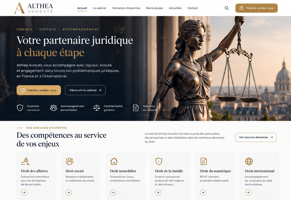 Site du cabinet Althea, cabinet d’avocats