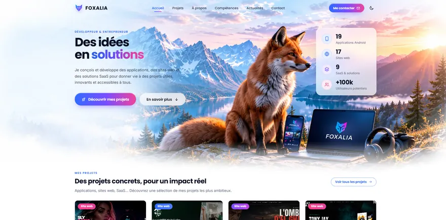 Site officiel de Foxalia, studio de création numérique