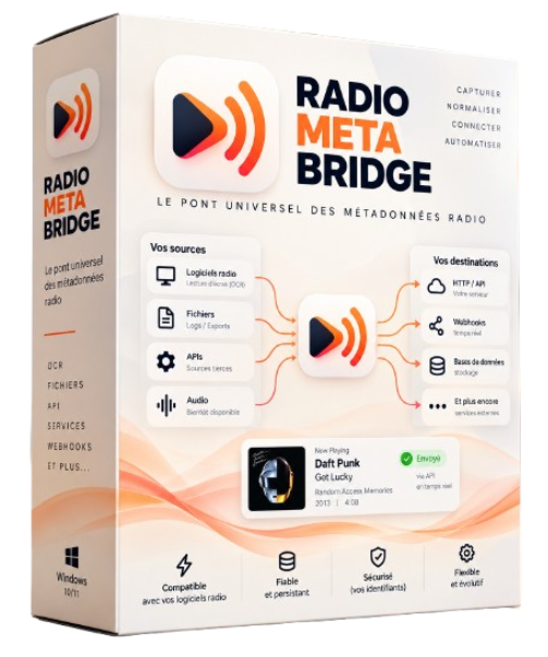 Fenêtre du logiciel Radio Meta Bridge